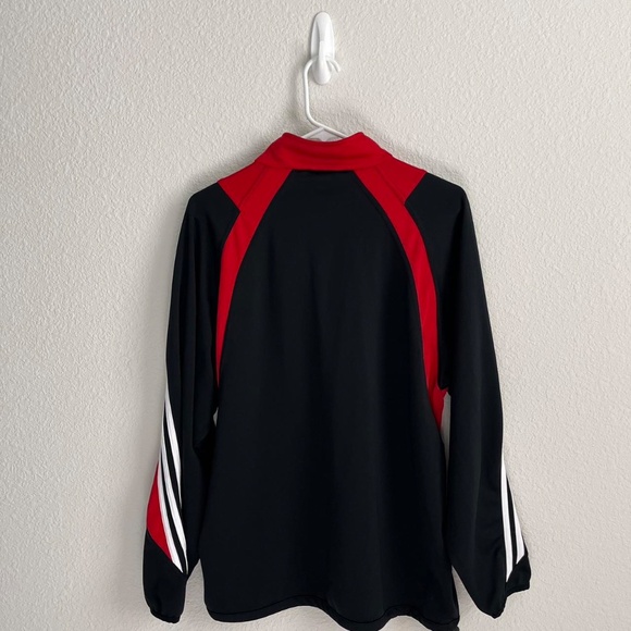 Adidas Mens 1/4 Zip Pullover Warm Up Sweater Size XLarge Red Black Vtg - Picture 2 of 5